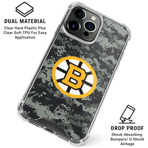 NHL Boston Bruins Camo iPhone 15 Pro Clear Case
